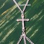 Cross Hand Chain Slave Bracelet Rings Hammered Style Cuff Bangle Boho Chains Matte Silver Crystals