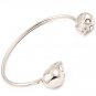 Skull Bracelet Skeleton Designer Style Skinny Double Crystal Eyes Silver Punk Bangle Cuff