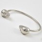 Skull Bracelet Skeleton Designer Style Skinny Double Crystal Eyes Silver Punk Bangle Cuff