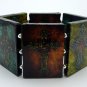 Cross Tattoo Bracelet Paper Art Decoupage Silver Beads Stretch Statement