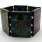 Cross Tattoo Bracelet Paper Art Decoupage Silver Beads Stretch Statement