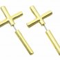 Sideways Cross Earrings Designer Style Gold Punk Armor Tribal Cylinder Shape
