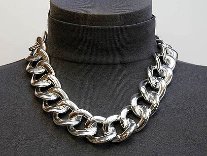 Runway Bold Huge Silver Curb Chain Necklace Statement Heavy Metal ...