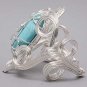 Chunky Wire Wrap Faux Turquoise Stone Cuff Bracelet Blue Designer Style Silver Plated