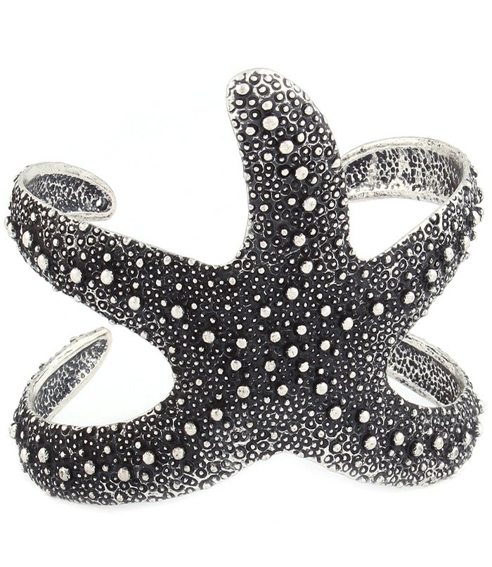 Starfish Cuff Wrap Bracelet Antique Black Silver Star Fish Statement ...
