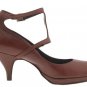 Type Z Gemma T-Strap Shoes Strappy Pump Heels Brown Leather Buckles Made in Italy Womens Size 8