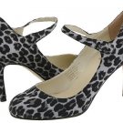 Type Z Animal Print Womens Size 8 7.5 Shoes Strappy Pumps Heels Silver Leopard Black Gray Satin
