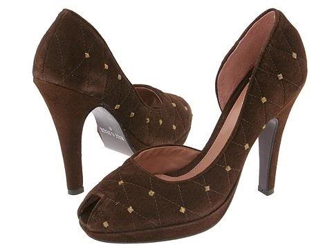 Type Z Aurora Brown Suede Womens Size 9 Shoes Heels Dress Peep Toe Pumps Platform Metal Studs
