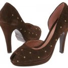 Type Z Aurora Brown Suede Womens Size 9 Shoes Heels Dress Peep Toe Pumps Platform Metal Studs