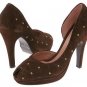 Type Z Aurora Brown Suede Womens Size 9 Shoes Heels Dress Peep Toe Pumps Platform Metal Studs