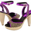 Nine West Ciscoann Platform Shoes Pumps Sandal Heels Chunky Metallic Pink Purple Tan Womens 9.5