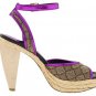 Nine West Ciscoann Platform Shoes Pumps Sandal Heels Chunky Metallic Pink Purple Tan Womens 8.5