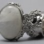 Arty Oval Ring Moonstone Gemstone Gem Silver Chunky Knuckle Art Statement Avant Garde Size 9