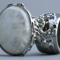 Arty Oval Ring Moonstone Gemstone Gem Silver Chunky Knuckle Art Statement Avant Garde Size 6