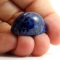 Arty Oval Ring Lapis Blue Vintage Glass Gold Flecks High Domed Chunky Silver Knuckle Art Size 9
