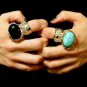 Arty Oval Ring Red Black Silver Knuckle Art Chunky Artsy Armor Avant Garde Statement Size 9
