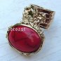Arty Oval Ring Red Black Gold Knuckle Art Chunky Artsy Armor Avant Garde Statement Size 6
