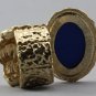 Arty Oval Ring Purple Swirl Gold Chunky Knuckle Art Statement Avant Garde Stretch Size 7 - 8.5
