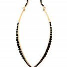 Cresent Curved Design Gorgeous Holiday Earrings 4.5" Long Black Crystals Gold Celestial Statement