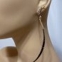 Cresent Curved Design Gorgeous Holiday Earrings 4.5" Long Black Crystals Gold Celestial Statement