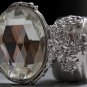 Arty Oval Ring Crystal Glass Faceted Czech Vintage Silver Chunky Knuckle Art Statement Size 8