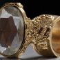 Arty Oval Ring Crystal Glass Faceted Czech Vintage Gold Chunky Knuckle Art Statement Size 10