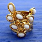 Arty Dots Ring White Gold Knuckle Art Chunky Armor Statement Jewelry Avant Garde Fashion Size 6.5