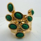 Arty Dots Ring Green Gold Knuckle Art Chunky Armor Statement Jewelry Avant Garde Fashion Size 6