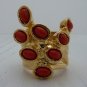 Arty Dots Ring Red Gold Knuckle Art Chunky Armor Statement Jewelry Avant Garde Fashion Size 6.5