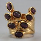 Arty Dots Ring Purple Vintage Glass Gold Knuckle Art Statement Jewelry Avant Garde Fashion Size 6