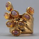 Arty Dots Ring Fire Opal Amber Gold Knuckle Art Statement Jewelry Avant Garde Fashion Size 6.5