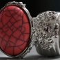 Arty Oval Ring Coral Pink Black Silver Knuckle Art Chunky Artsy Armor Avant Garde Statement Size 10