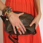 Arty Oval Ring Coral Orange Black Gold Knuckle Art Chunky Armor Avant Garde Statement Size 4.5