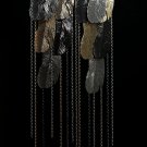 Feather Earrings 12.5 Inch Drop Silver Gold Black Seed Beads Chain Metal Jewelry Oversized Statement