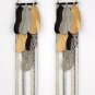 Feather Earrings 12.5 Inch Drop Silver Gold Black Seed Beads Chain Metal Jewelry Oversized Statement