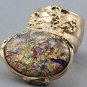 Arty Oval Ring Red Opal Vintage Glass Gold Chunky Knuckle Art Designer Statement Jewelry Size 6