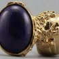 Arty Oval Ring Purple Gold Chunky Designer Armor Knuckle Art Statement Deco Jewelry Size 4.5