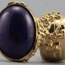 Arty Oval Ring Purple Gold Chunky Designer Armor Knuckle Art Statement Deco Jewelry Size 6