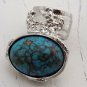 Arty Oval Ring Turquoise Designer Vintage Chunky Silver Armor Knuckle Art Statement Jewelry Size 9