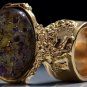 Arty Oval Ring Topaz Amethyst Vintage Glass Gold Avant Garde Chunky Knuckle Art Statement Size 4.5