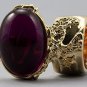 Arty Oval Ring Fuchsia Gold Chunky Armor Knuckle Art Statement Avant Garde Jewelry Size 10