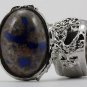 Arty Oval Ring Blue Gray Copper Sparkles Vintage Glass Silver Chunky Armor Deco Knuckle Art Size 9