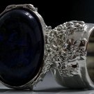 Arty Oval Ring Metallic Blue Gold Black Silver Chunky Knuckle Art Avant Garde Statement Size 5