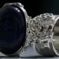 Arty Oval Ring Metallic Blue Gold Black Silver Chunky Knuckle Art Avant Garde Statement Size 5