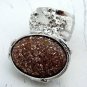 Arty Oval Ring Brown Peach Gold Glitter Silver Artsy Chunky Deco Knuckle Art Statement Size 6