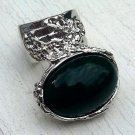 Arty Oval Ring Green Vintage Italian Glass Silver Artsy Chunky Deco Knuckle Art Statement Size 8.5