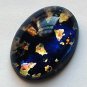 Arty Oval Ring Blue Multi Opal Vintage Glass Silver Artsy Chunky Knuckle Art Statement Size 9