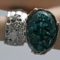 Arty Oval Ring Turquoise Mosaic Shell Silver Artsy Designer Chunky Knuckle Art Statement Size 9
