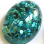 Arty Oval Ring Turquoise Mosaic Shell Silver Artsy Designer Chunky Knuckle Art Statement Size 9