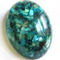 Arty Oval Ring Turquoise Mosaic Shell Gold Artsy Designer Chunky Knuckle Art Statement Size 10